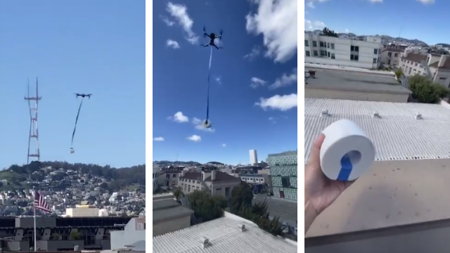 Un distinto: usó un drone para llevarle papel higiénico a un amigo | Virales