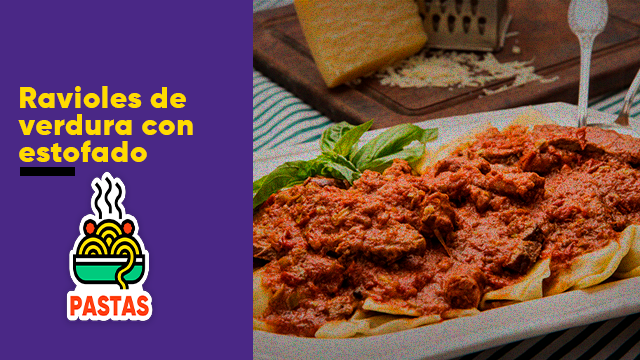 Raviolones de verdura y pollo con estofado | Indispensables