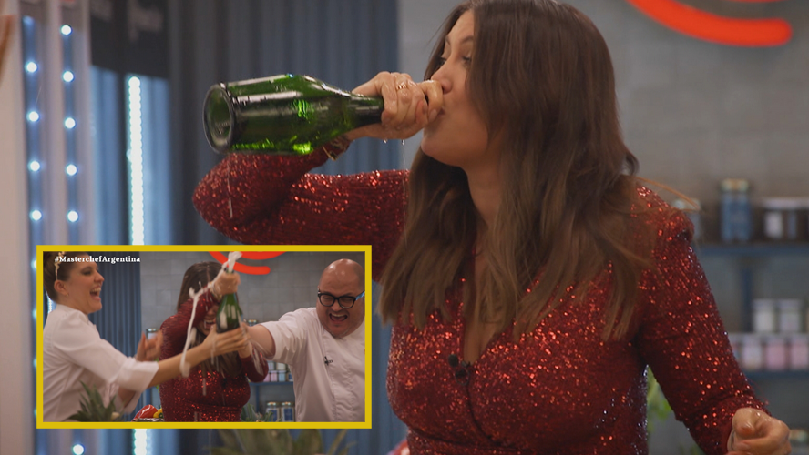 Wanda descontrolada en el mercado: abrió un champagne caliente y lo tomó con los dos finalistas | Momentos Imperdibles