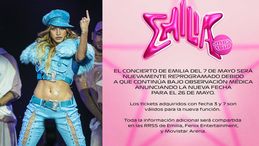 Emilia reprogramo concierto 7 de mayo al domingo 26 de mayo salud | Noticias