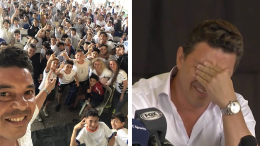Marcelo Gallardo visitó su escuela y se emocionó hasta las lágrimas
