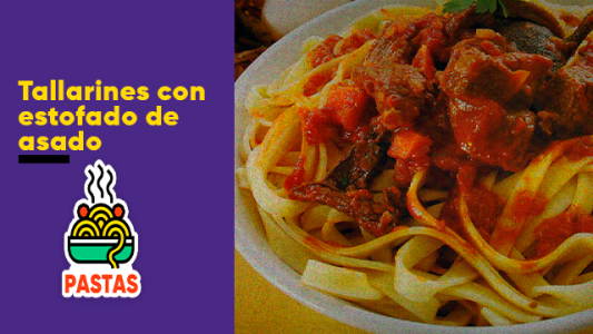Asado estofado con tallarines