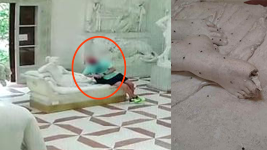 Quiso sacarse una selfie con una escultura del 1800 y la terminó rompiendo
