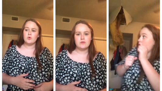 Mientras grababa un Tik Tok se cayó su techo y una mujer quedó colgando
