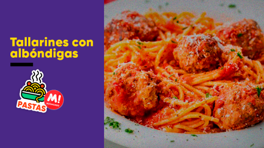 Tallarines con albóndigas