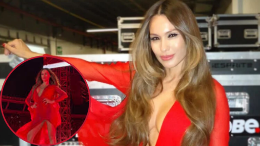Fuego en el Monumental: Pampita deslumbró al desfilar en el escenario 360° de María Becerra